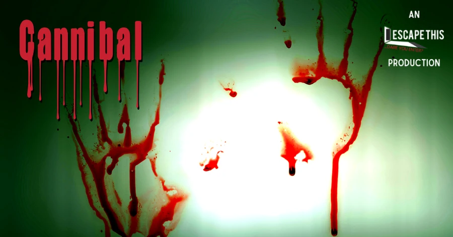 Cannibal Escape Room - An Escape This Production. Bloodied handprints on a wall.